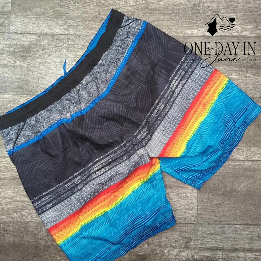 Roundtree & York Big & Tall Boardshorts Multicolor Stripe Swim NWT Size 2XB